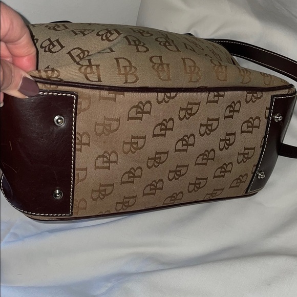 Dooney & Bourke Brown Satchel with Structured Shape and Monogram Pattern - Picture 7 of 13